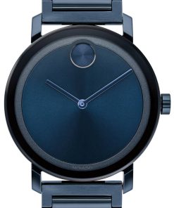 Movado BOLD Evolution Blue Sunray Dial & Ion-Plated SS Link Bracelet Watch, 40mm