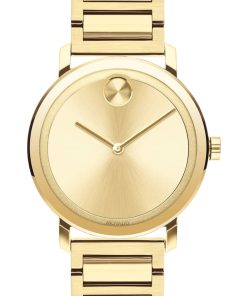 Movado BOLD Evolution Yellow Gold-Tone Sunray Dial & Ion-Plated SS Link Bracelet Watch, 40mm