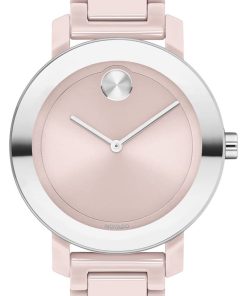 Movado BOLD Evolution Blush Dial & Ceramic Link Bracelet Watch, 36mm
