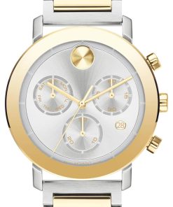Movado BOLD Evolution Chronograph Silver-Tone Metallic Dial Two-Tone SS Link Bracelet Watch, 42mm