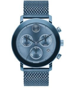 Movado BOLD Evolution Chronograph Ice Blue Dial & Ion-Plated SS Mesh Bracelet Watch, 42mm