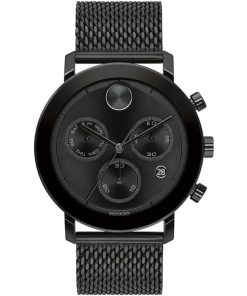 Movado BOLD Evolution Chronograph Black Dial & Ion-Plated SS Mesh Bracelet Watch, 42mm