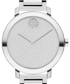 Movado BOLD Evolution Silver Glitter Dial & Link Bracelet Watch, 34mm