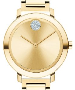 Movado BOLD Evolution Yellow Gold-Tone Metallic Dial & Link Bracelet Watch, 34mm