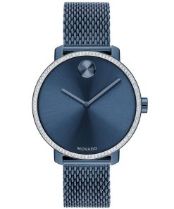Movado BOLD Shimmer Blue Dial & Ion-Plated Mesh Bracelet Watch, 34mm
