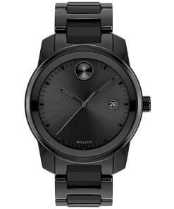 Movado BOLD Verso Black Dial & Ion-Plated Ceramic Link Bracelet Watch, 42mm