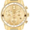 Movado BOLD Verso Chronograph Yellow Gold-Tone Metallic Dial & Ion-Plated SS Link Bracelet Watch, 44mm