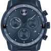 Movado BOLD Verso Chronograph Dark Blue Dial & Ion-Plated SS Link Bracelet Watch, 44mm