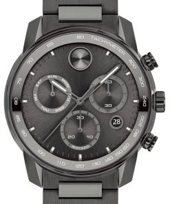 Movado BOLD Verso Chronograph Gunmetal Dial & Ion-Plated SS Link Bracelet Watch, 44mm