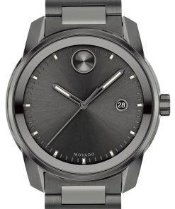 Movado BOLD Verso Gunmetal Dial & Ion-Plated SS Link Bracelet Watch, 42mm