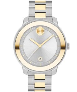 Movado BOLD Verso Silver Metallic Dial Two-Tone SS Link Bracelet Watch, 38mm
