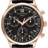 Movado Heritage Series Circa Chronograph Black Dial & Crocodile Strap Watch, 43mm