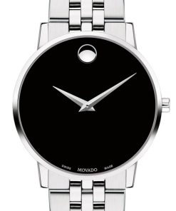 Movado Museum Classic Black Dial Stainless Steel Watch, 40mm