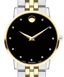 Movado Museum Classic Black Diamond Dial Two-Tone Stainless Steel Watch, 40mm