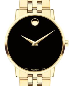 Movado Museum Classic Black Dial Yellow Gold PVD Stainless Steel Watch, 40mm