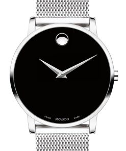 Movado Museum Classic Black Dial Stainless Steel Mesh Watch, 40mm