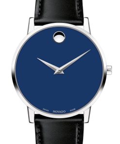 Movado Museum Classic Blue Dial Leather Watch, 40mm