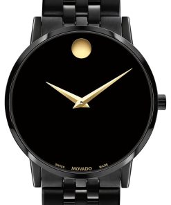 Movado Museum Classic Black Dial & PVD SS Link Bracelet Watch, 40mm