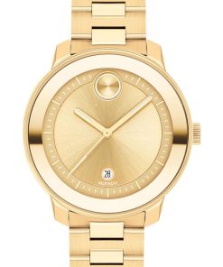 Movado BOLD Verso Yellow Gold-Tone Metallic Dial & Ion-Plated SS Link Bracelet Watch, 38mm