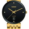 Rado Florence Classic Diamonds Black Dial Gold PVD Bracelet Watch, 38mm
