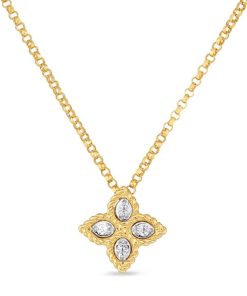 Roberto Coin 18K Yellow Gold Princess Small Pendant With Diamonds