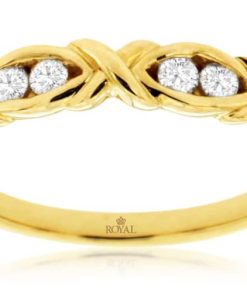 Royal Jewelry 14K Yellow Gold Diamond Wedding Band