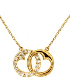 Royal Jewelry 14K Yellow Gold Diamond Interlocking Necklace