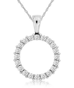 Royal Jewelry 14K White Gold Diamond Pendant