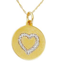 Royal Jewelry 14K Yellow Gold Diamond Heart Pendant