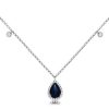 Royal Jewelry 14K White Gold Diamond & Sapphire Necklace