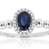 Royal Jewelry 14K White Gold Diamond & Sapphire Ring