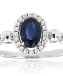 Royal Jewelry 14K White Gold Diamond & Sapphire Ring