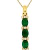 Royal Jewelry 14K Yellow Gold Diamond & Emerald Pendant