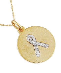 Royal Jewelry 14K Yellow Gold Diamond Hope Pendant