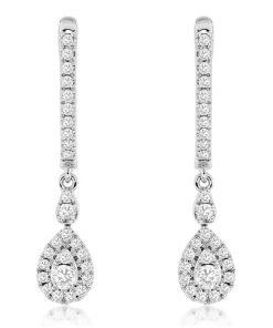 Royal Jewelry 14K White Gold Diamond Earrings
