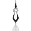 Royal Jewelry 14K White Gold Diamond/Blk Diamond & Pearl Pendant