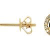 Royal Jewelry 14K Yellow Gold Sapphire & Diamond Earrings