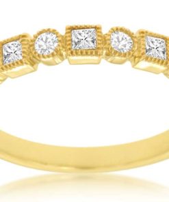 Royal Jewelry 14K Yellow Gold Diamond Wedding Band