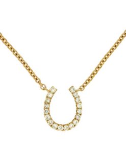 Royal Jewelry 14K Yellow Gold Diamond Hourseshoe Necklace