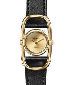 Shinola The Bike Lock Black Leather Strap Watch, Champagne Sunray Dial, 20mm