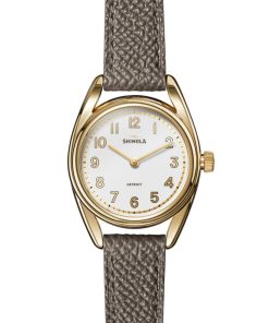Shinola The Derby Polished PVD Gold Stainless Steel Watch, Heather Gray Strap, 30mm