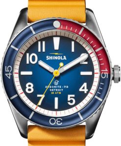 Shinola The Duck Blue Matte Dial Canary Yellow Rubber Watch, 42mm