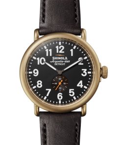 Shinola The Runwell Quartz Black Leather Strap 47mm Watch