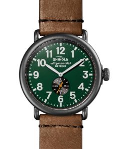 Shinola The Runwell Tan Leather Strap Watch, Dark Green Dial, 47mm