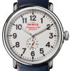 Shinola The Runwell White Dial Navy Leather Watch, 47mm