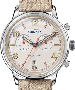 Shinola The Traveler Chrono Alabaster Textured Dial Canvas Watch, 42mm