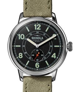 Shinola The Traveler Subsecond Black Dial Fatigue Canvas Strap Watch, 42mm