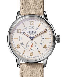 Shinola The Traveler Subsecond Alabaster Textured Dial Dune Canvas Strap Watch, 42mm