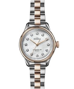 Shinola The Vinton White MOP And Diamond Dial Watch, Stainless Steel Bracelet, 32mm
