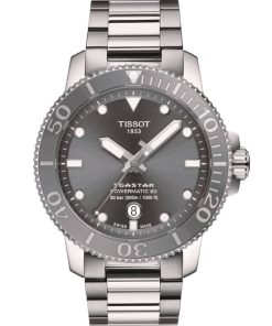 Tissot Seastar 1000 Powermatic 80 Grey Dial Stainless Steel Bracelet Watch, 43mm